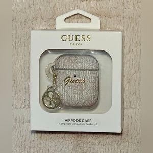 Guess Airpods Case Compatible With Airpods/Airpods 2 leather beige/gold details